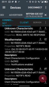 A screenshot of the nRF Connect Android app.